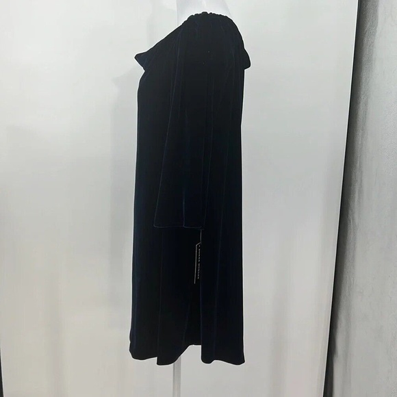 Donna Morgan Dress Womens 8 Navy Velvet 3/4 Sleeve Cowl Neck Velour Off Shoulder - Picture 3 of 11